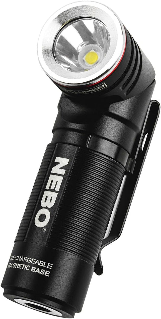 NEBO SWYVEL 1000 Lumen Rechargeable Flashlight | 5 Light Modes, Rotating Swivel Head, Pocket Size Work Light, Magnetic Base & Steel Clip, Water Resistant, Includes Wireless USB Charging Dock