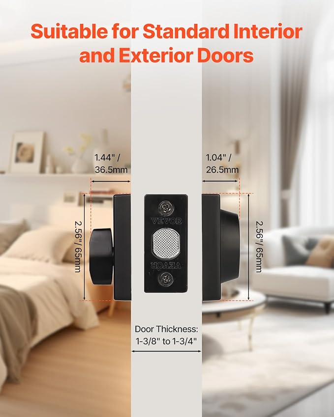 VEVOR Deadbolt Lock, Square Single Cylinder Dead Bolt, Keyed 1 Side, Fits Standard Size Interior and Exterior Doors, Full Metal, with 3 Keys, for Front Entry Door Residential Security, Matte Black