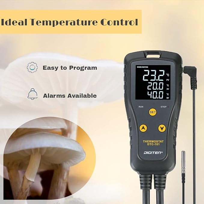 DIGITEN DTC101 Temperature Controller Digital Heat Mat Thermostat Greenhouse Thermostat Outlet Heating Cooling Temperature Control Seedlings Germination Rooting Fermentation Reptiles
