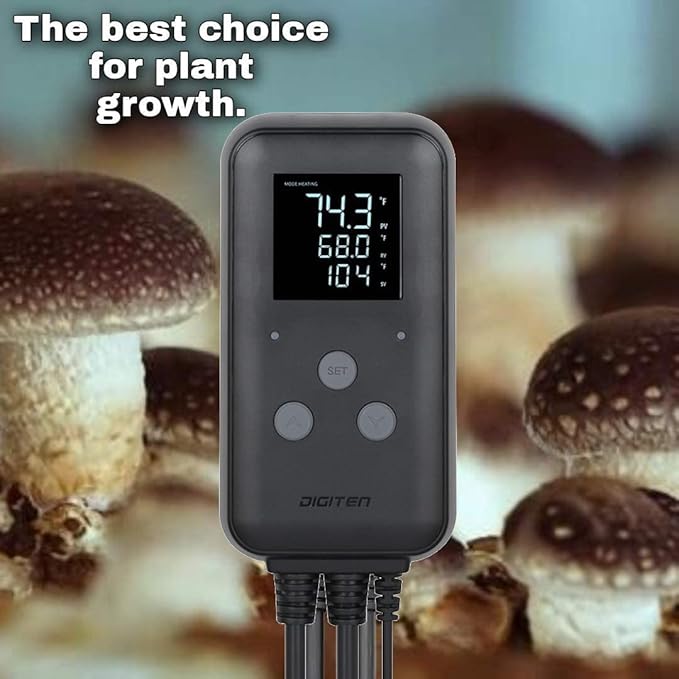 Greenhouse Temperature Controller Digital Waterproof Thermostat for Home Brewing, Fermentation, Breeding, Incubation, Terrarium, Heating & Cooling, 110V 10A 1100W