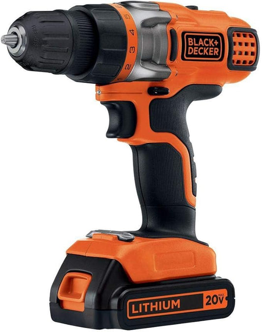 BLACK+DECKER 20V MAX Cordless Drill Driver with Battery and Charger, LED Work Light (LDX220C)