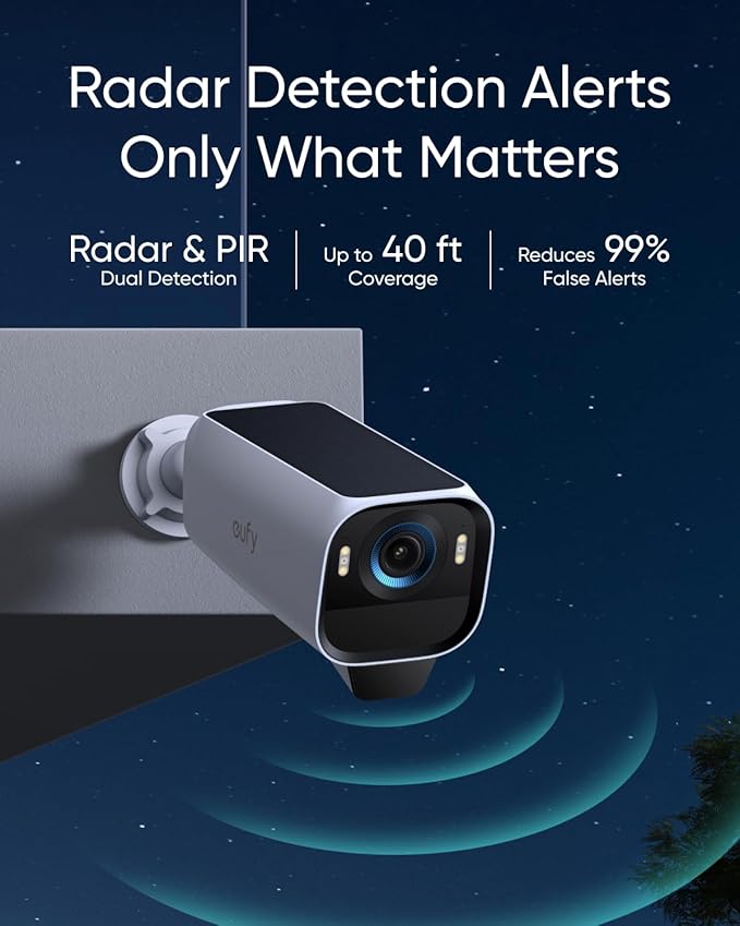 eufy Security eufyCam S3 Pro 2-Cam Kit, Solar Camera Outdoor Wireless, MaxColor Night Vision, 4K Security Camera with Solar Panel, Face Recognition AI, Expandable Local Storage, No Monthly Fee