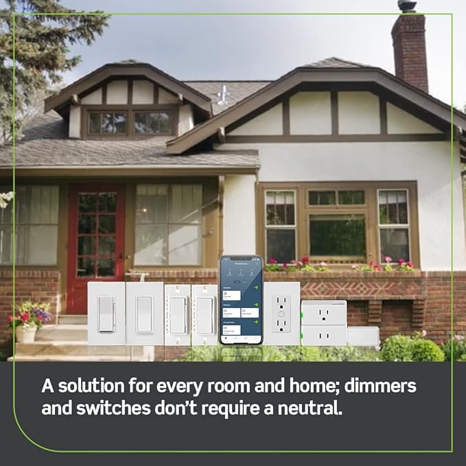 Leviton Decora Smart No-Neutral Dimmer & Wi-Fi Bridge Kit for Older Homes Without a Neutral Wire (Works with My Leviton App for controlling light)