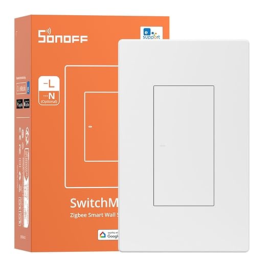 SONOFF Zigbee Smart Light Switch, Required SONOFF Zigbee Hub, Interruptor Inteligente, Smart Switch No Neutral or with Neutral, Voice Control with Alexa Google Home, Zigbee Switch ZBM5-1C-120W