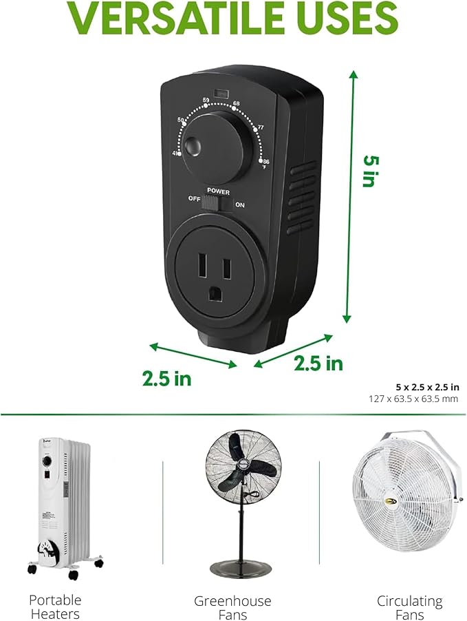 EconoHome Adjustable Thermostat - Universal Plugin Heating & Cooling Thermostat - Compatible with Most EconoHome Wall Mount Space Heaters