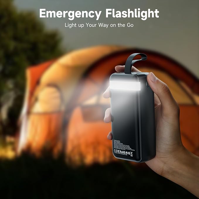 EnergyQC 42000mAh Portable Charger, 22.5W Power Bank with LED Flashlight - USB C Fast Charging External Battery Pack, LED Display Portable Phone Charger for iPhone 16/15/14/13, Android, Samsung,etc