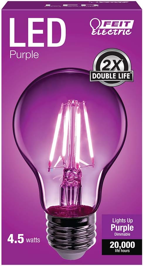 Feit Electric A19 (A19/TP/LED) Purple Filament LED 25W, A19 2.38" D x 4.44" H
