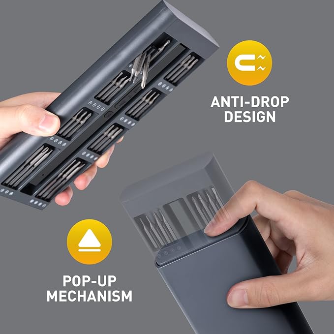 Electric Screwdriver Cordless, 66 In 1 Mini Screwdriver Set, 2 Gears Torque, Powerful Motor, S2 Steel Magnetic Bits, Type-C Fast Charge, Precision Screwdriver for Phone,Laptop,Camera,Watch,Drone,Toys