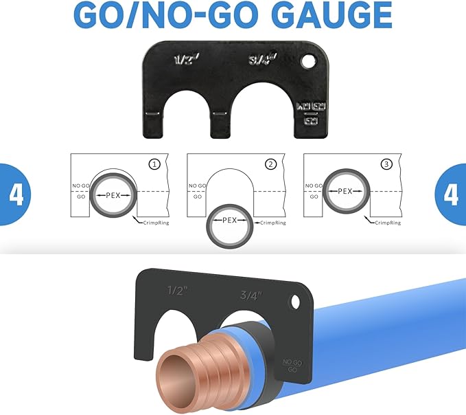 iCrimp ICP-1234AH PEX Crimping Tool Kit - 1/2-in & 3/4-in Copper Crimp Rings, Dual Size Crimper, PEX Removal Tool and Pipe Cutter - Meets ASTM F1807 Standard