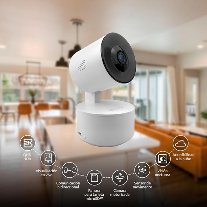 Nexxt Solutions Smart Wi-Fi Indoor Pan and Tilt Camera - 2K HD, Motion Detection, Night Vision, Two-Way Audio, Remote Access Alexa & Google Home Compatible | Camara de Seguridad