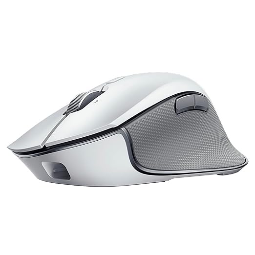 Humanscale Razer ProClick White Ergonomic Mouse, Wireless Bluetooth Compatibility with PC or Mac, Multi-Device Connectivity, Comfort Contour Design, 8 Programmable Buttons