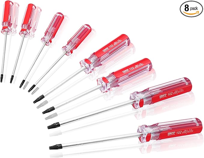 8 Pcs Torx Security Screwdriver Set with Magnetic Tip Plastic Grip, Torx Screwdriver for Computer Repairing (T8 T9 T10 T15)