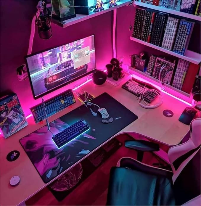 iNextStation 12V Pink LED Strip Lights 16.4FT, Flexible Silicone Neon Rope Light, Waterproof, Cuttable, Dimmable & Linkable, for Cabinet, Ceiling, Wall, Bedroom, Kitchen, Garage (No Adapter)