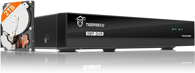 TIGERSECU Ultra HD 5MP 8 + 8 Channel Security DVR/NVR with 2TB Hard Drive, Expandable to 16 Cameras, Hybrid 6-in-1 Home Surveillance Recorder for 8 TVI, AHD, CVI, Analog, RS485 PTZ and 8 IP Cameras