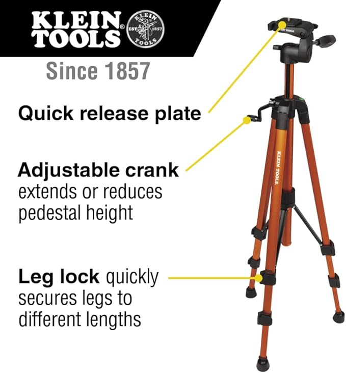 Klein Tools 80184 Laser Level with Tripod Kit, Self-Leveling Green Planar Laser Level and Compact Tripod with Mount, 2-Piece