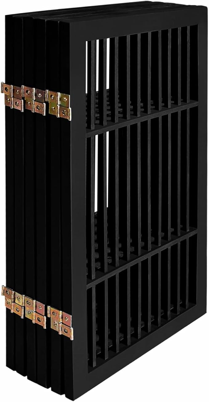 Pet Dog Gate Strong and Durable Freestanding Folding Acacia Hardwood Portable Wooden Fence Indoors or Outdoors by Urnporium (Black Pet Gate, 6 Panel 30" Tall)