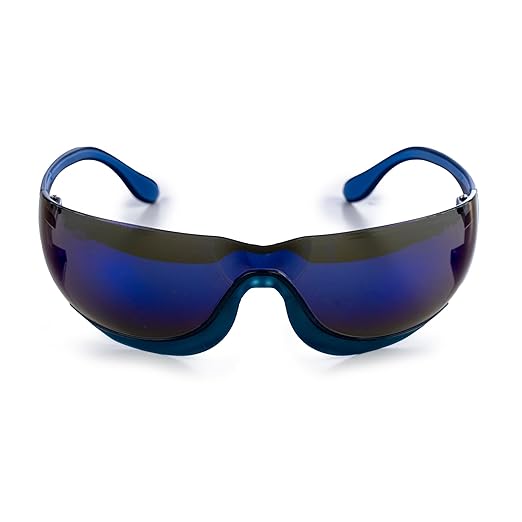 Moldex Adapt Safety Glasses, Anti-Fog, Scratch & UV Resistant, Blue Mirror, Blue Temples; Blue Soft Grip Rails, PPE Work Eyewear Protection Men, Women, Unisex, 12-Pack, 5002M-2