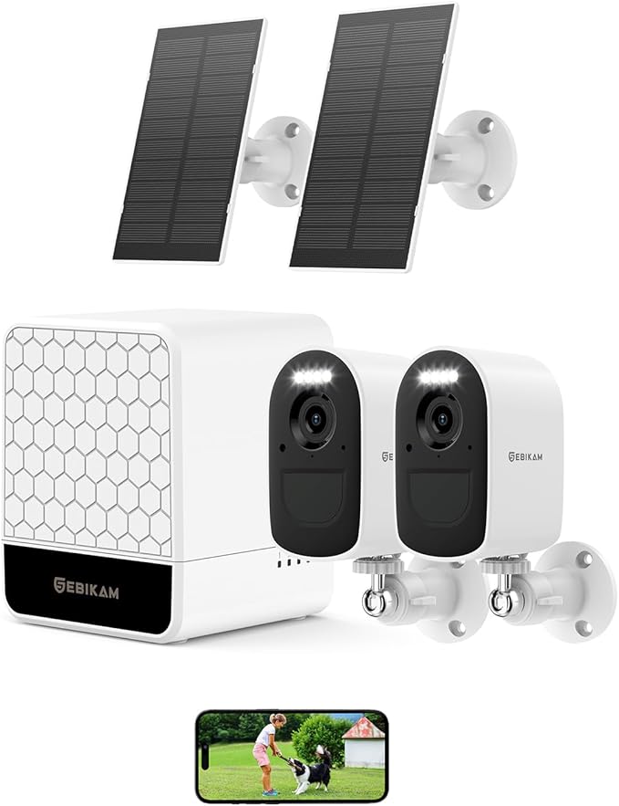 2K/4MP Solar Security Cameras Wireless Outdoor, 2 Battery Cameras with 2 Solar Panels, 5GHz & 2.4GHz WiFi, Spotlight Color Night Vision, PIR Motion Sensor, APP Remote Access for Home Security