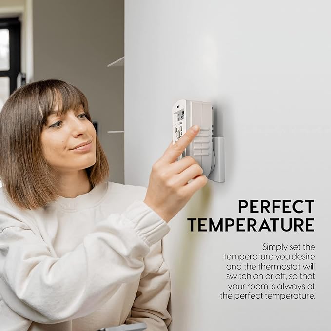 EconoHome Digital Plug in Thermostat - Programmable Thermostat with LCD Screen, Temperature Control & Power Buttons - Compatible with Wall Mount & Portable Heater, Air Cooler, Greenhouse Fans