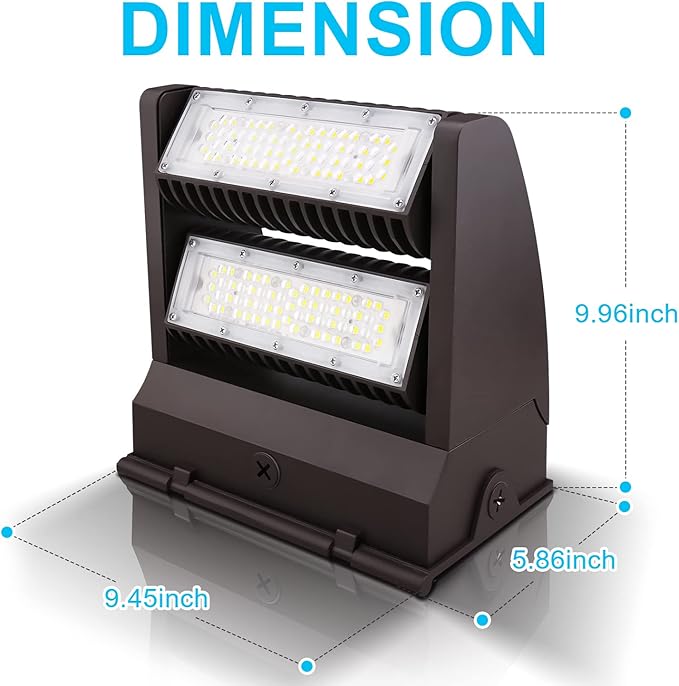 OSTEK LED Wall Pack Light 80W Rotatable Adjustable 5000K 11000LM, Outdoor Dimmable Area Wall Pack led Light Fixture IP65, UL, DLC (watts, 80)