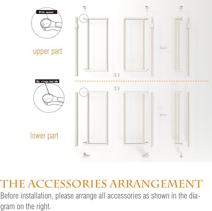 74-98" Extra Tall Cat Gate,Fits 33.85-42" Wide Opening,No Drilling Pressure Mount Design,Innovation Transparent Double Opening Pet Gate,Double Doors for Doorways/Stairs/Kitchen/Home, White
