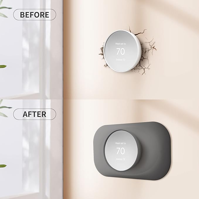 Compatible with Google Nest Thermostat 2020 Wall Plate Cover - Petrichor Nest Thermostat Trim Kit, Made for Google Nest Thermostat 2020, Cover Imperfections Easy to Install - Charcoal
