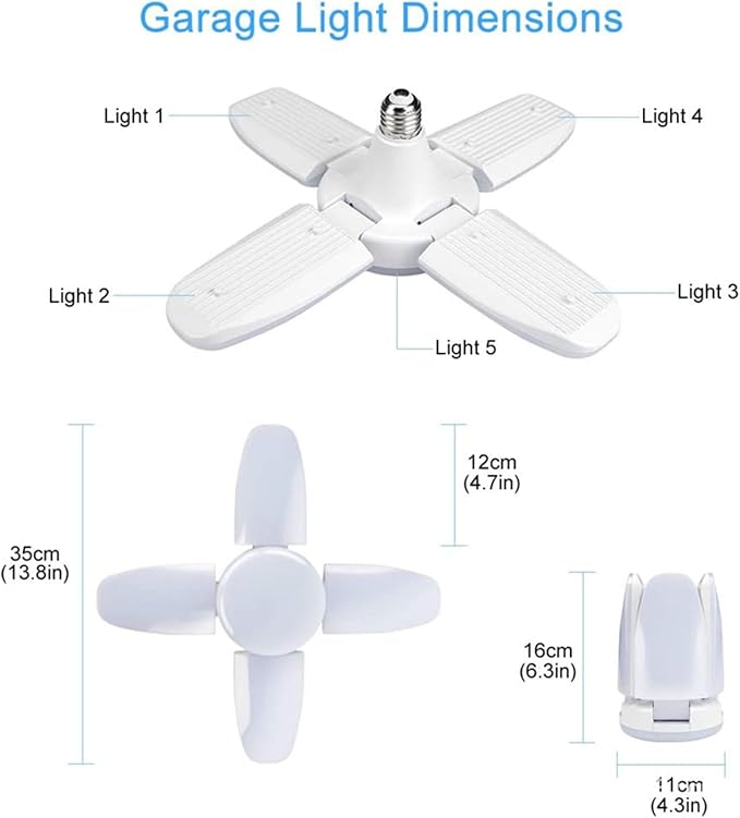 500W Equivalent E27 LED Light Bulb Garage Light, 6500K Cool White Lights Bulbs, Flicker-Free Energy-Saving Lights Suitable for Garage/Factory/Outdoor Camping/Backyard and Home Lighting