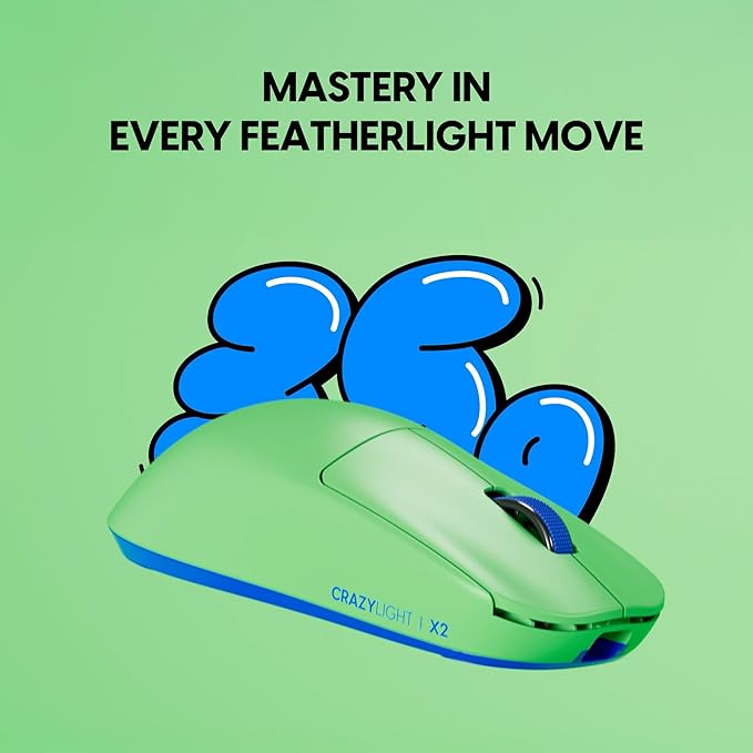 Pulsar Gaming Gears X2 Crazylight Wireless Gaming Mouse, Ultra Lightweight 1.23 oz (35g), Optical Switch, 32000 DPI, 750 IPS, XS-1 Sensor, 8k Compatible (Aqua Zest)
