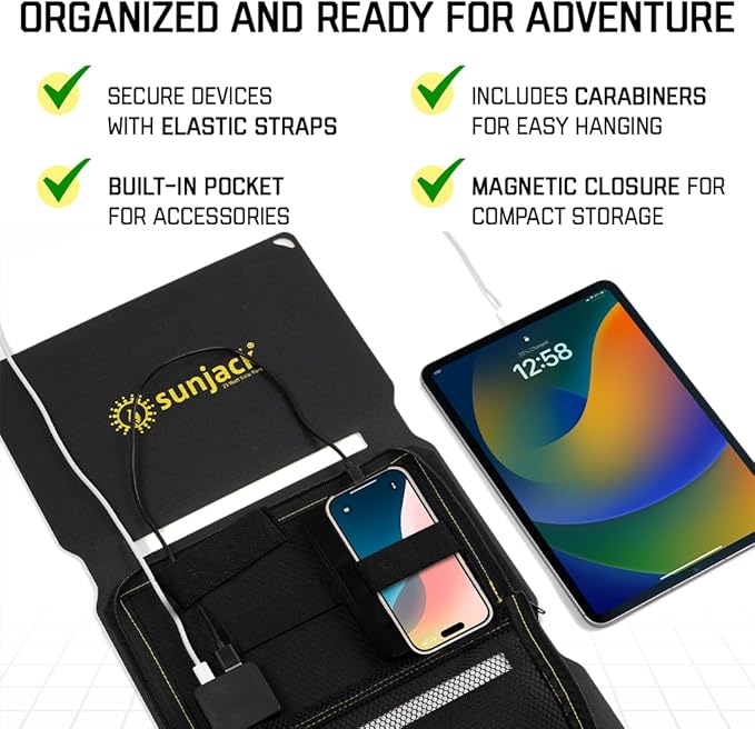 SunJack – 25 Watt Foldable Solar Panel, ETFE Monocrystalline Portable Solar Panel with USB-C and USB-A, IP67 Waterproof Solar Panels for Camping, Backpacking, Hiking and Travel