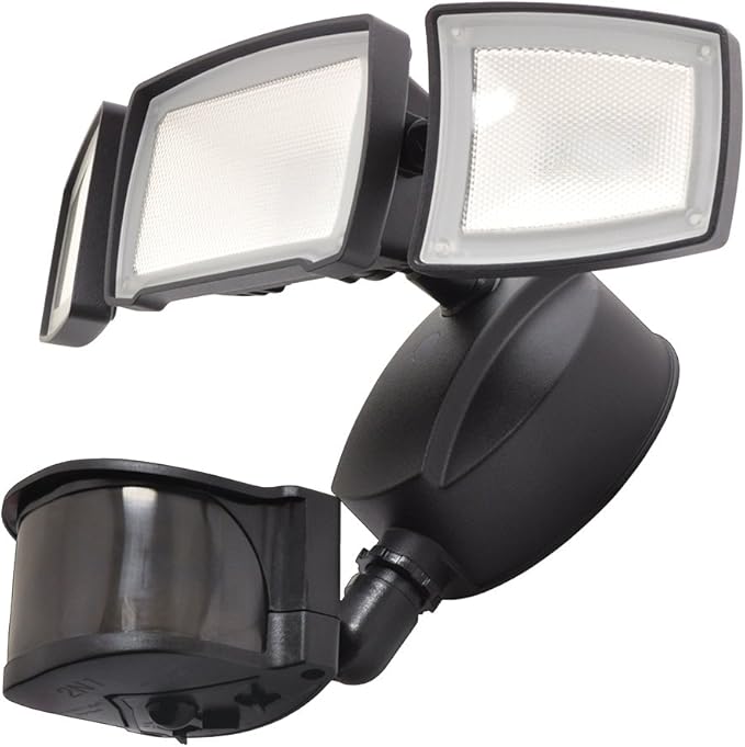 Good Earth Lighting Three-Head 2N1 LED Motion Security & Area Light - Bright White Light - 50,000 Hours Lamp Life - Direct Wire Installation - White