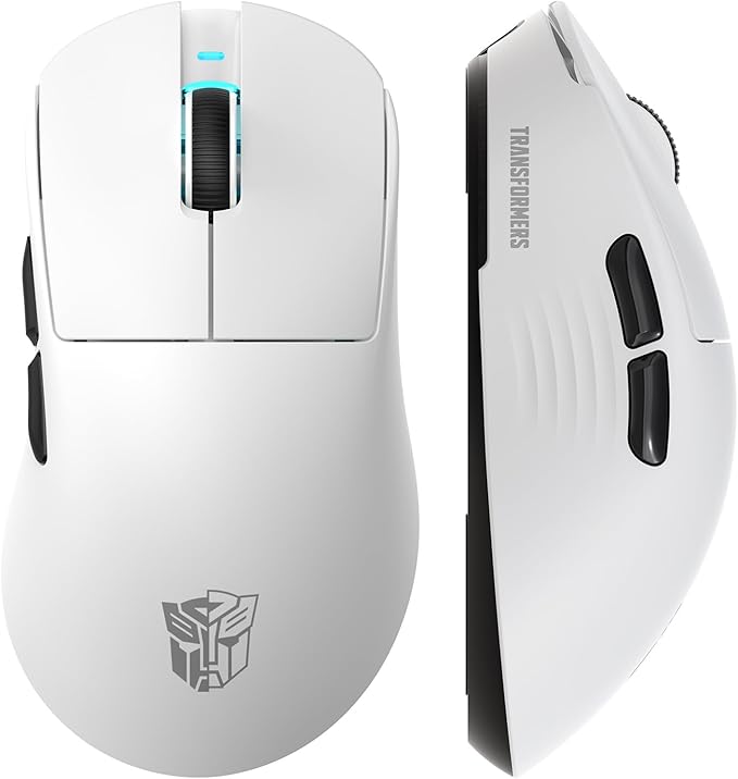 Transformers GM04 63g Lightweight Wireless Gaming Mouse, 12000 DPI, PAW3311 Sensor, 100h Battery Life, 2.4G/USB-C/Bluetooth Wireless Mouse with 5 Programmable Buttons for PC/Mac/Laptop(White)