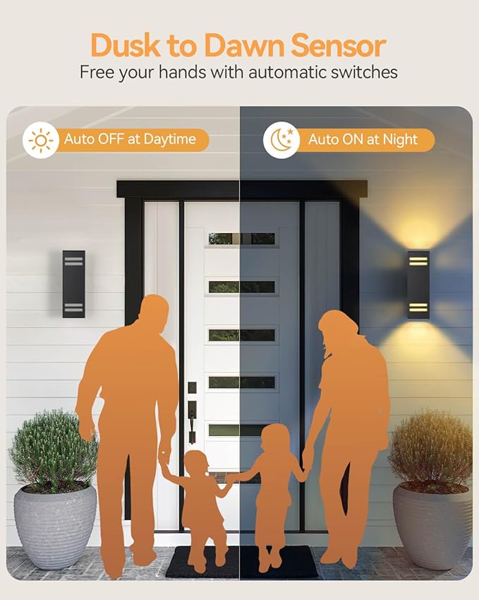 KIZON Smart Porch Light RGBCW Dusk to Dawn Outdoor Light Fixture, WiFi APP Control Outdoor Sconce Up Down Lighting Outside Lights for House Patio, Compatible with Alexa Google Assistant, ETL Listed
