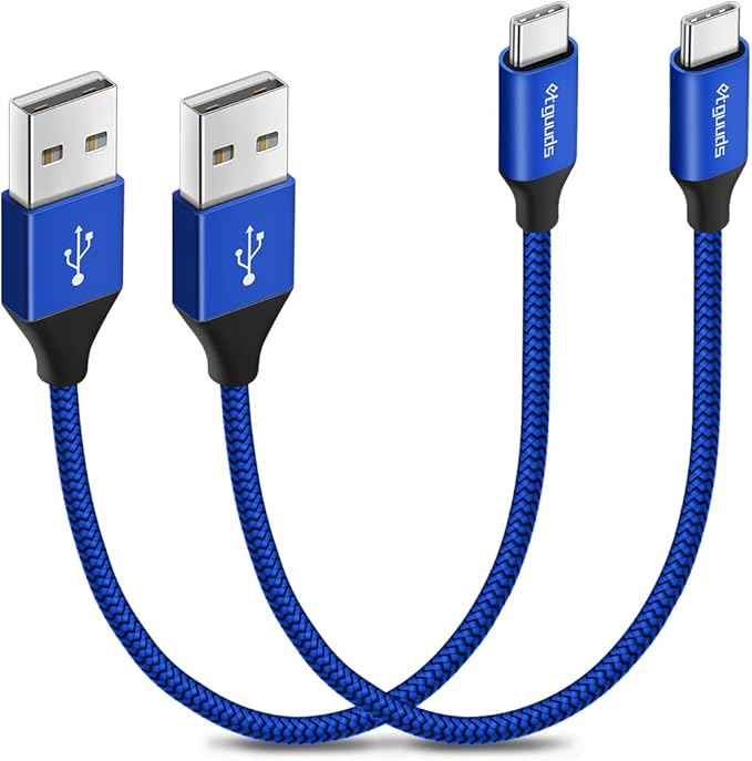 etguuds USB to USB C Cable 1ft, 2-Pack Short USB A to Type C Charger Cord Fast Charging for Samsung Galaxy A15 A25 A35 A55 A54, S24 S23 S22 S21 S20 S10 S10E, Note 20 10, Moto G, for iPhone 16 15