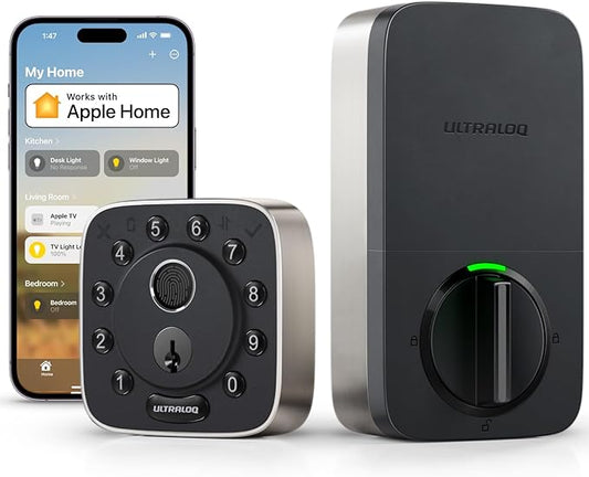 ULTRALOQ Bolt Fingerprint WiFi Smart Lock, Works with Apple Home, Siri, Alexa, 8-in-1 Keyless Entry with Fingerprint ID, App Remote Control, Keypad Deadbolt, BHMA Cert., Easy Install, 10 Mo. Battery