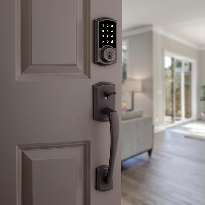 Kwikset SmartCode 916 Z-Wave Smart Lock, Keyless Entry Ring Compatible Door Lock, Touchscreen Electronic Deadbolt, SmartKey Re-Key Security, Smart Hub Required, Traditional Venetian Bronze