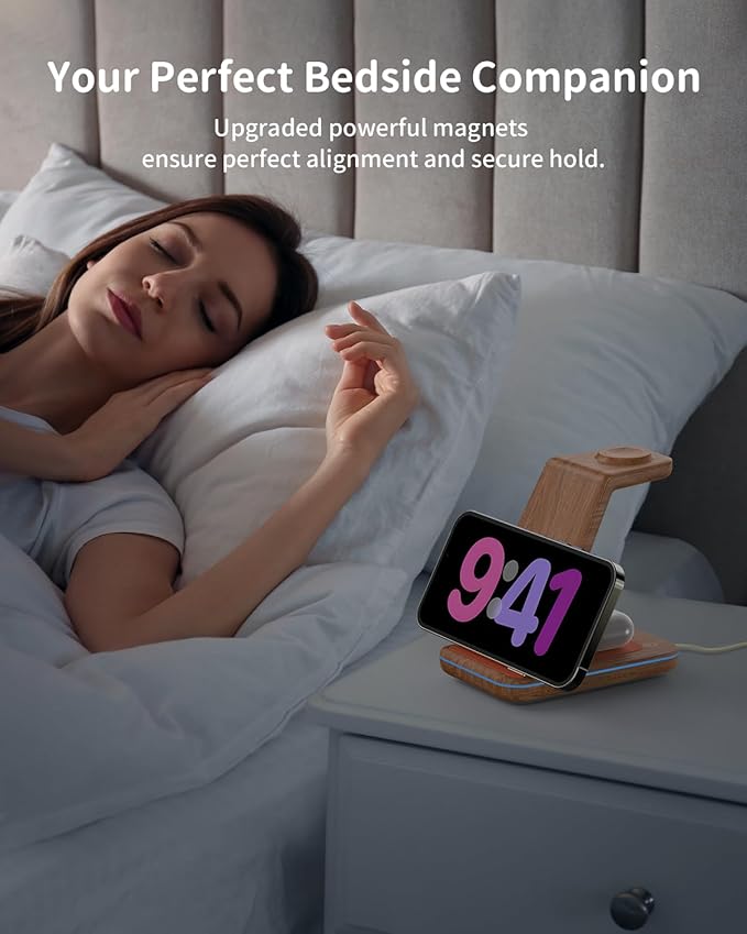 JoyGeek 3 in 1 Charging Station for Apple Devices, Wireless Charger Stand for iPhone 16/15/14/13/12/11/SE/X/8 Pro Max Plus Mini, Charging Dock for Apple Watch Ultra/8/SE/7/6/5/4/3, AirPods Pro 2/3/2