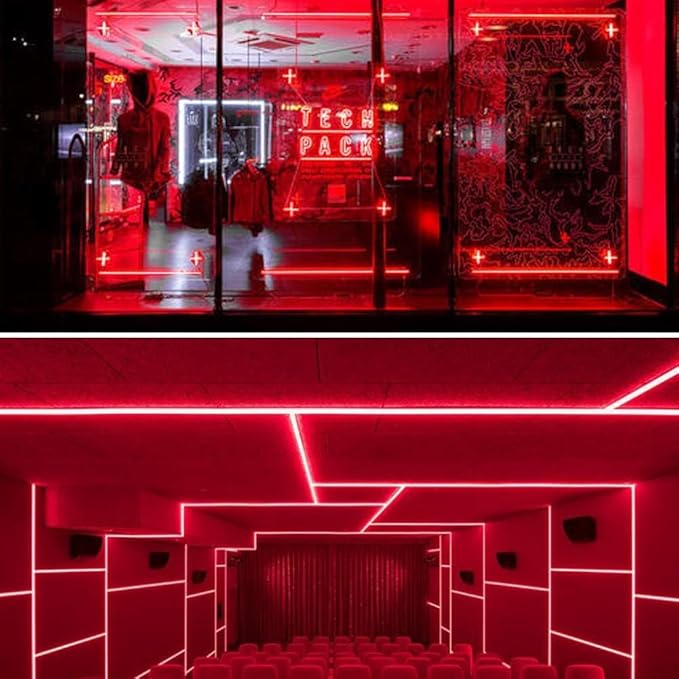 iNextStation 12V Red LED Strip Lights 16.4FT, Flexible Silicone Neon Rope Light, Waterproof, Cuttable, Dimmable & Linkable, for Cabinet, Ceiling, Wall, Bedroom, Kitchen, Garage (No Adapter)