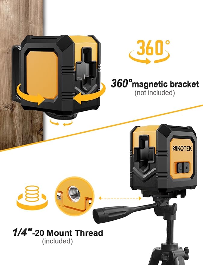 Laser Level Self-Leveling Green Beam Horizontal and Vertical Cross-Line Laser for Home Decoration Carrying Pouch, Battery Included (NK01G With 47 inch Tripod)