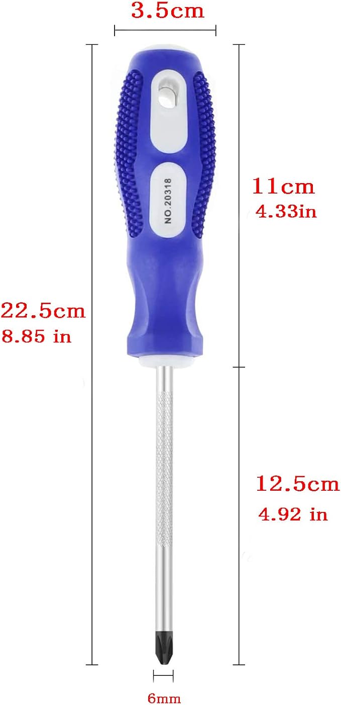 Slotted and Phillips Screwdriver, 5" Long Cross-head & Flat Blade （PH2）, 2 Packs Magnetic Screwdriver with Rubber Handle (5 inch)