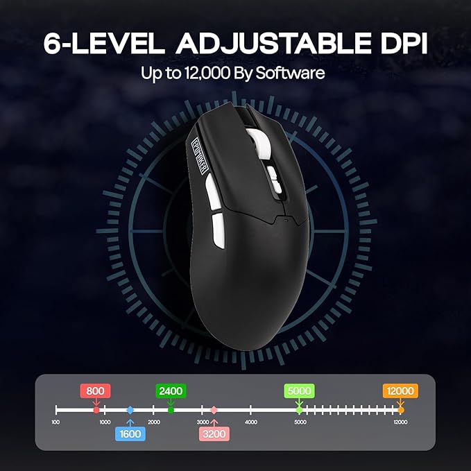 EPOMAKER Click Lite Wireless Gaming Mouse, 800 to 12,000 DPI Adjustable, PAW3311 Sensor, 500mAh, 59g, 2.4G/BT/USB-C Rechargeable Wireless Mouse with 5 Programmable Buttons for PC/Mac/Linux (Black)
