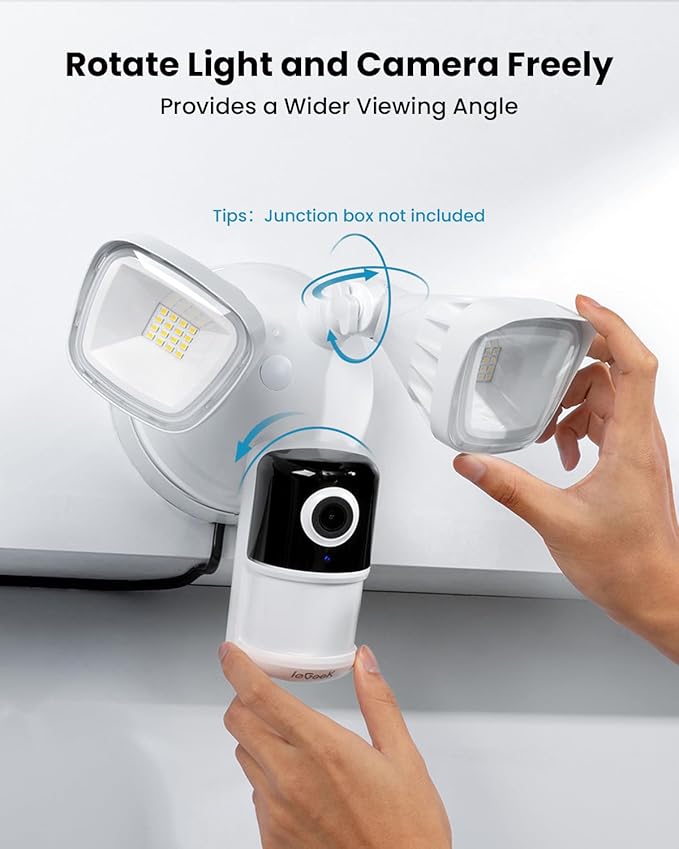 ieGeek Floodlight Camera, 5MP Outdoor Home Security Light with Cameras, 5G/2.4G WiFi Wired Flood Light Cam with Smart Motion Sensor/Siren, Color Night Vision, 2 Way Audio, 24/7 Record,Works w/Alexa