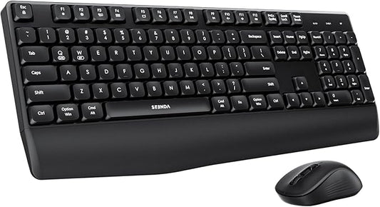 seenda Bluetooth Keyboard and Mouse, COE200 USB + Bluetooth Multi Device, Ergonomic Keyboard Mouse Set, Full-Size Wireless Combo Compatible for Mac OS/Windows PCs Computers Laptops MacBooks - Black