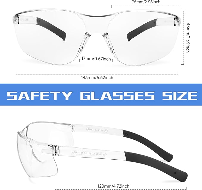 Clear Safety Glasses Bulk of 50,ANSI Z87.1 Eye Protection Goggles with Scratch and Impact Resistant for Construction and Laboratory