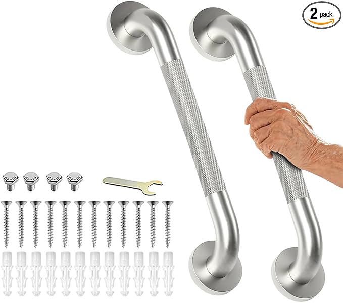 Grab Bars for Bathtubs and Showers 2 Pack 16'' Safety Grab Bar, Heavy Duty Shower Handle Bath Handrails for Seniors and Elderly, Bathroom Safety Grip