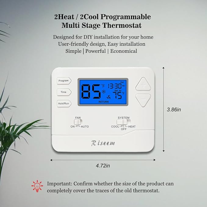 Programmable Thermostat for Home, 5-1-1 Day Programmable,Multi-Stage,2 Heat/2 Cool,Digital Energy-Saving Thermostat,Advanced Thermostat for Enhanced Home HVAC Systems，Blue Backlight
