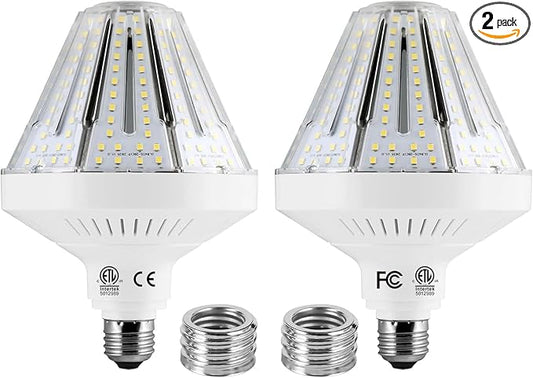 120W LED Bulb (18,500LM) 1200W Equivalent- E39/E26 Base Military-Grade Aluminum, Cooling Fan, ETL/UL Certified, 5000K Daylight, Garage Warehouse High Bay Lighting, Not Dimmable