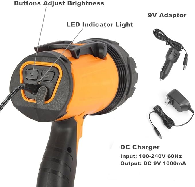 EverBrite LED Rechargeable Spotlight Flashlight 1000 Lumens Dimmable Ultra-Bright Outdoor Light