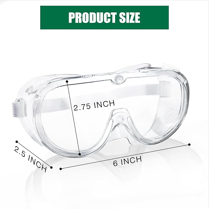 30 Pack Clear Protective Safety Goggles Lab Goggles Over Glasses Anti Fog Lightweight Eye Protection Goggles for Men Women