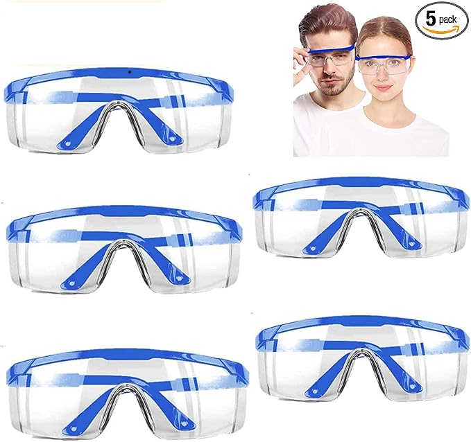Safety Glasses,MOZEEDA Clear Safety Goggles Eye Protection Adjustable Temples, Anti-fog Lightweight Protective Glasses Eyewear Wide-Vision for Lab
