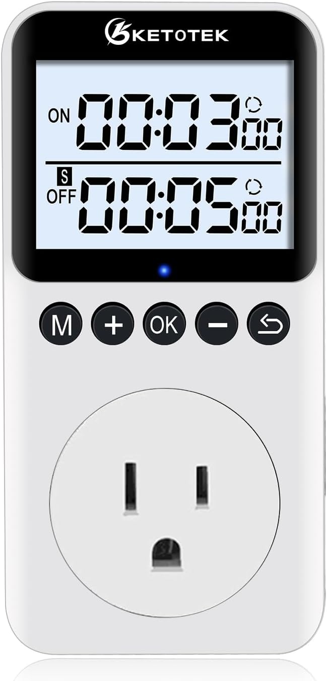 KTTS02 Digital Timer Outlet Plug in Timer Switch Socket Indoor Infinite Repeat Cycle Electrical Timer Switch, Countdown Timers for Lights,Aquarium,Pets Home Appliances